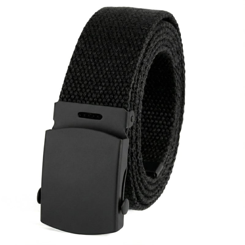 BC Belts Canvas Web Belt Military Style with Black Buckle and Tip 56" Long Many Colors (Black) - Image 1